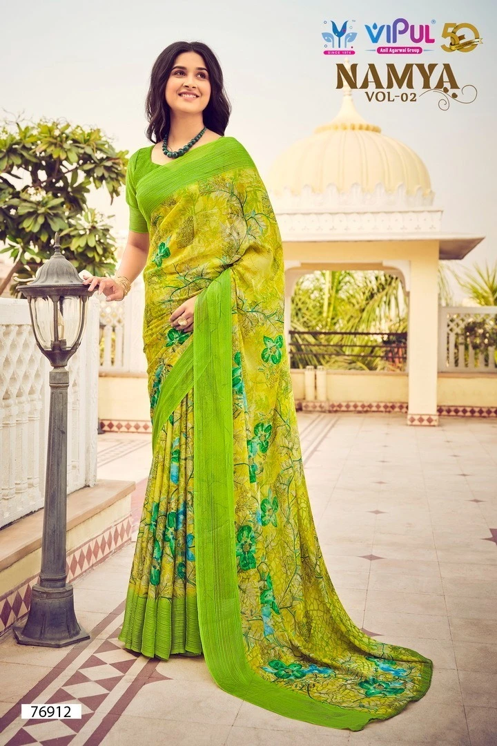 Vipul Namya Vol 2 Chiffon Wholesale Fancy Sarees Catalog — Wholesale Sarees, MPA wholesale from Surat — view 3